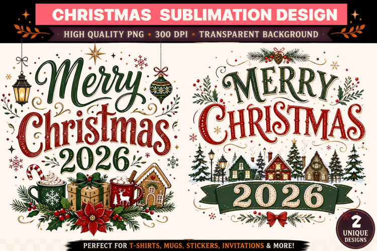 Christmas PNG|Merry Christmas 2026 PNG|Christmas Sublimation