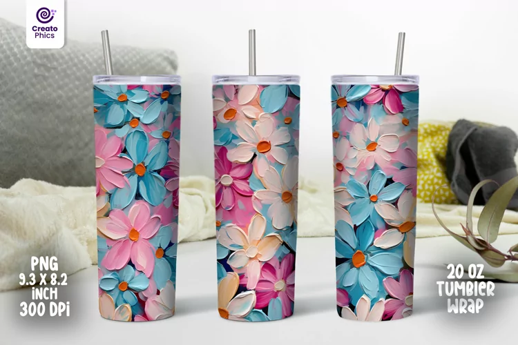 20 0z floral tumbler wrap colorful acrylic paint sublimation