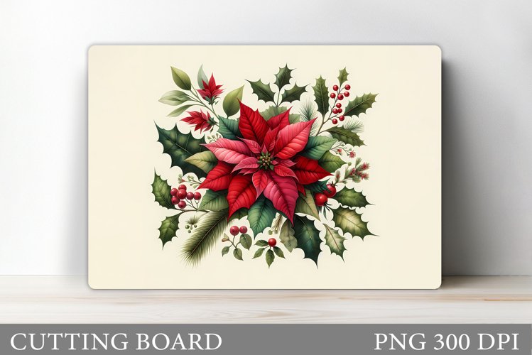Poinsettia Cutting Board. Christmas Cutting Board Design example image 1