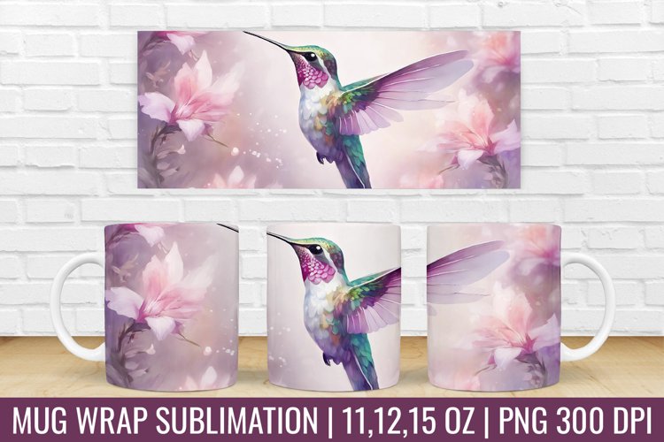Bird Mug Wrap | Flower Mug Sublimation Design