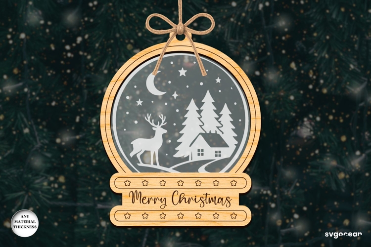 Christmas Snowglobe Ornament Laser Cut | Glowforge | SVG