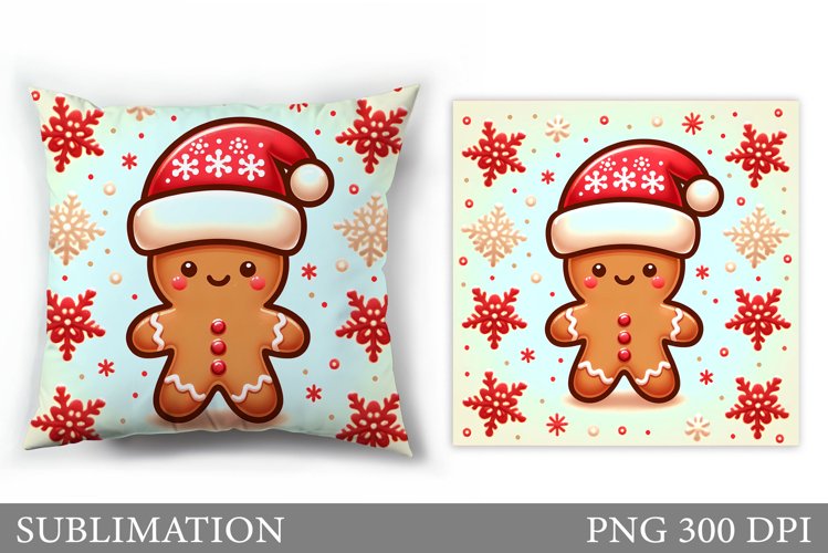 Gingerbread Pillow Design. Christmas Pillow Sublimation example image 1
