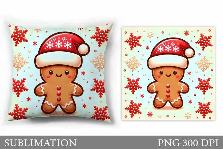 Gingerbread Pillow Design. Christmas Pillow Sublimation