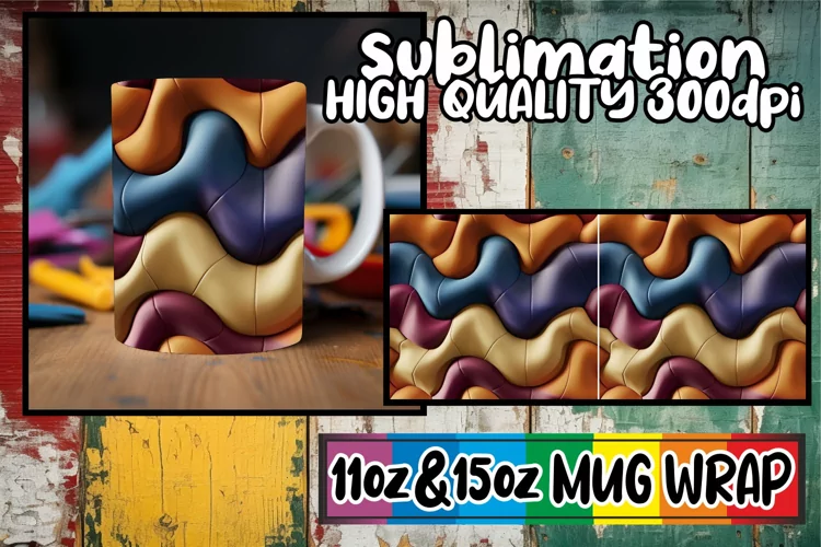 Vibrant Pattern Fantasy: Sublimation Mug Wrap