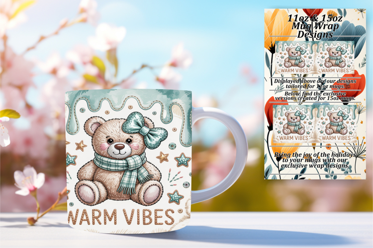 Bright 15oz Mug Wrap Png Design , Holiday