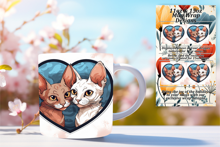 Beautiful 11oz Mug Wrap Png Artwork , Cute Cat