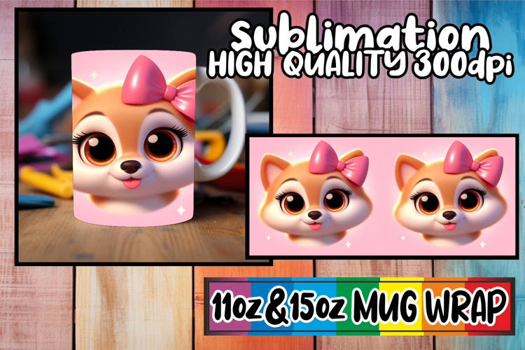Luminous moments 11oz 15oz sublimation wrap, 3D Dog