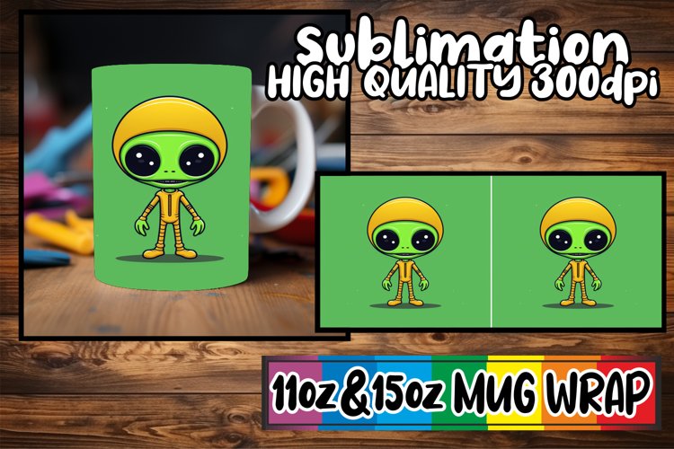 Alien Spaceship 15oz Mug Sublimation Template