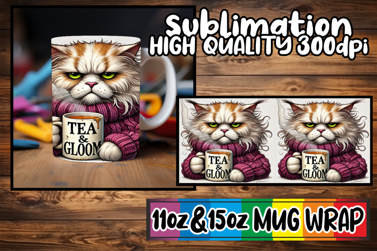 Uplifting moments 11oz 15oz sublimation wrap, Grumpy Cat