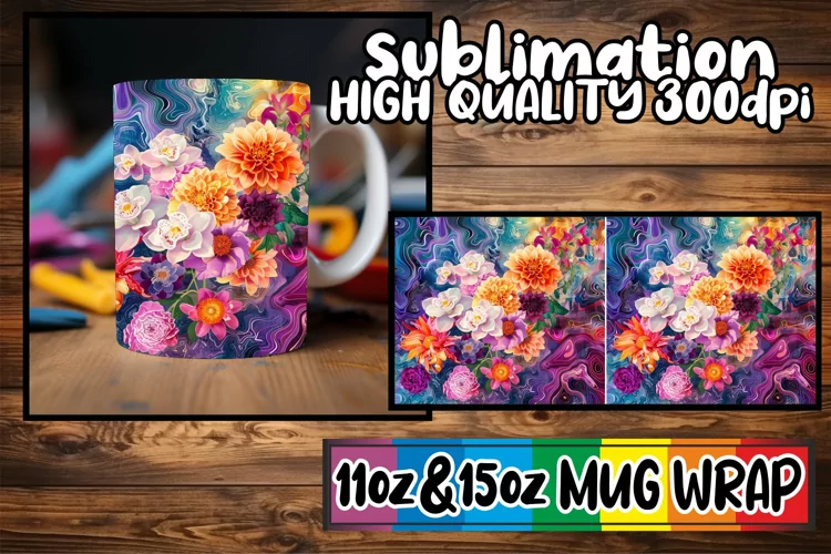 Abstract Floral Fusion Mug Sublimation 11oz/15oz