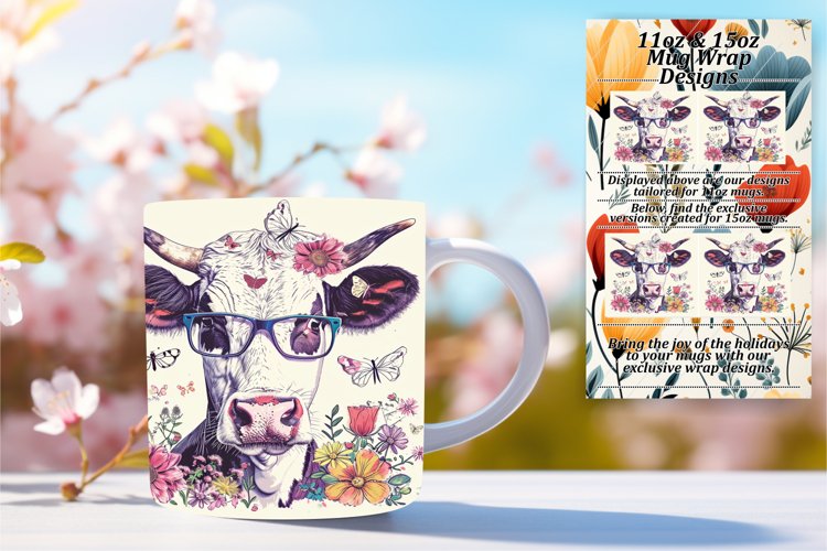 Watercolor Cow Wonderland Mug Design example image 1