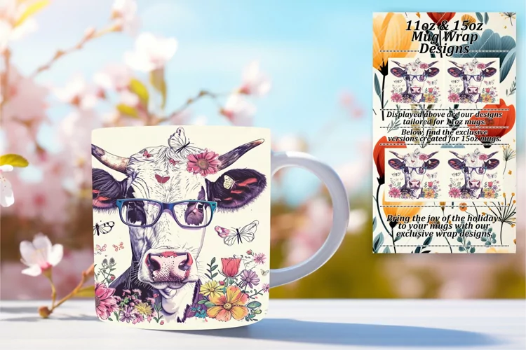 Watercolor Cow Wonderland Mug Design