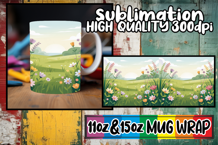 Cheerful hearts sublimation mug wrap, Spring