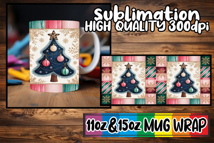 Joyful heart sublimation mug wrap, Christmas