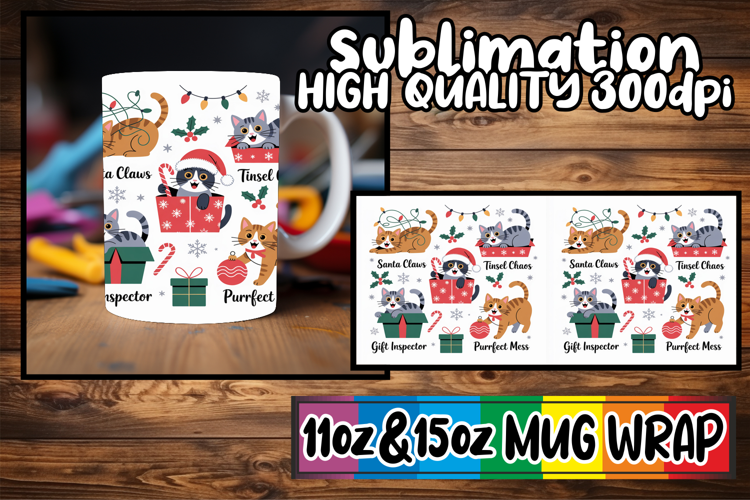 Beautiful day sublimation 11oz 15oz mug wrap, Funny Cat