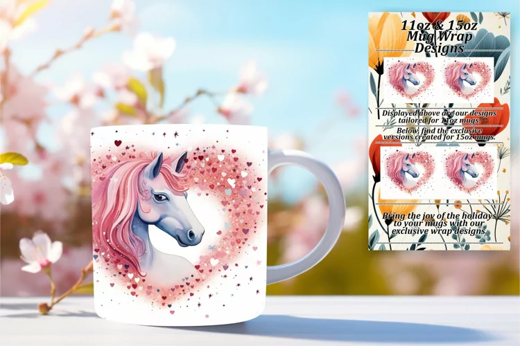 Vibrant Unicorn Glitter Sublimation Mug Wrap