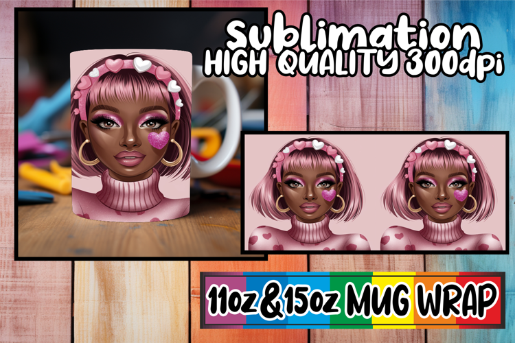 Gentle smiles 11oz 15oz sublimation wrap, Afro Girl