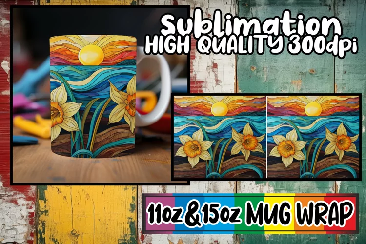 Vintage Floral Elegance: Spring Mug Wrap Sublimation