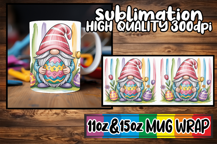 Radiant mornings 11oz 15oz sublimation wrap, Easter Gnomes