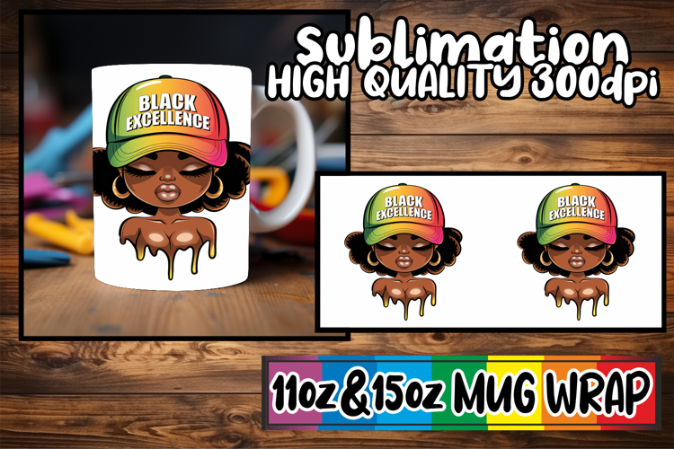 Unique charm 11oz 15oz sublimation wrap, Black Woman