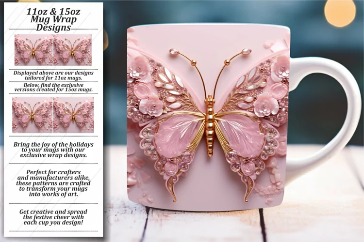 Playful Butterflies: 11oz 15oz Mug Wrap