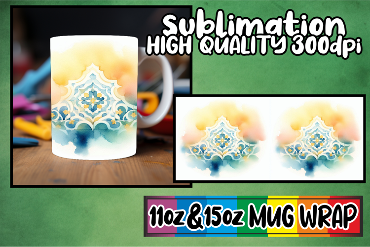 Pure bliss 11oz 15oz mug wrap, Watercolor Pattern