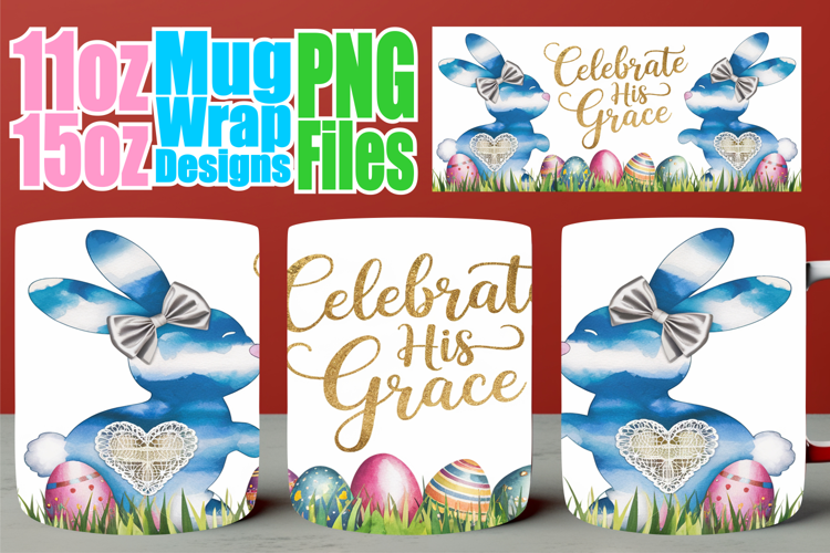 Enchanted mornings 11oz 15oz sublimation wrap, Easter Bunny