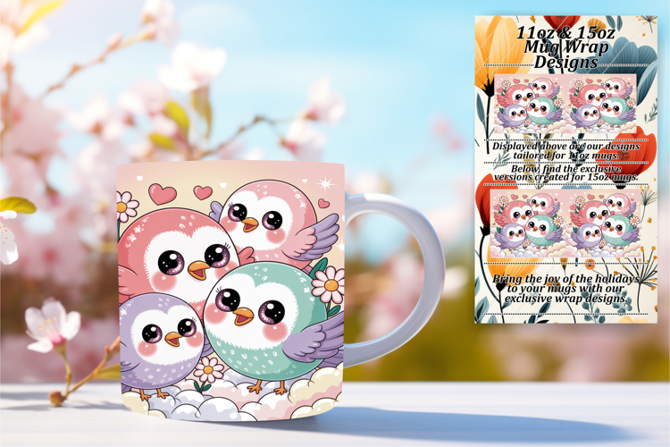 Spring Bird Watercolor Wrap 11oz/15oz Mug