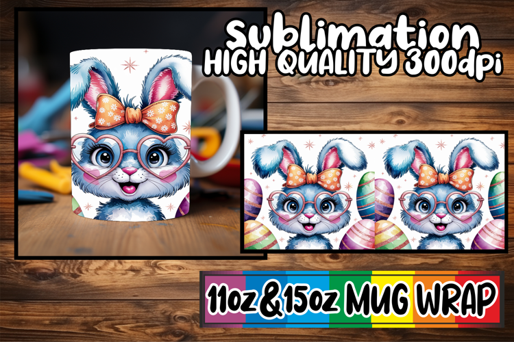 Serene vibes 11oz 15oz sublimation wrap, Easter Bunny