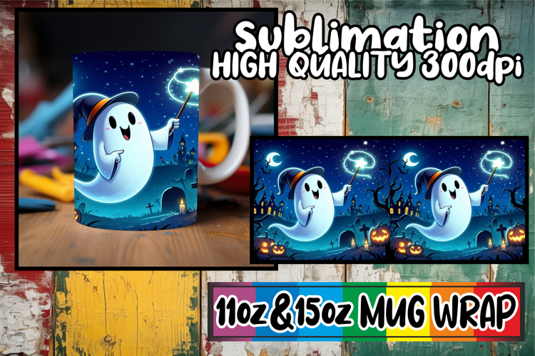 Blissful adventures 11oz 15oz sublimation wrap, Ghost