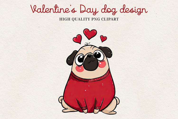 Valentine’s Day Cute Dog Clipart | Love Puppy PNG