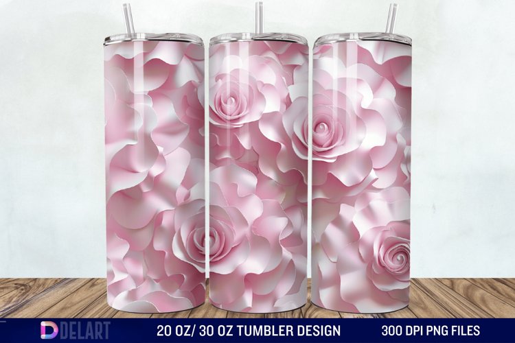 3D Flower Seamless Roses Tumbler Wrap example image 1