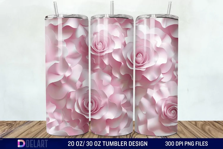 3D Flower Seamless Roses Tumbler Wrap