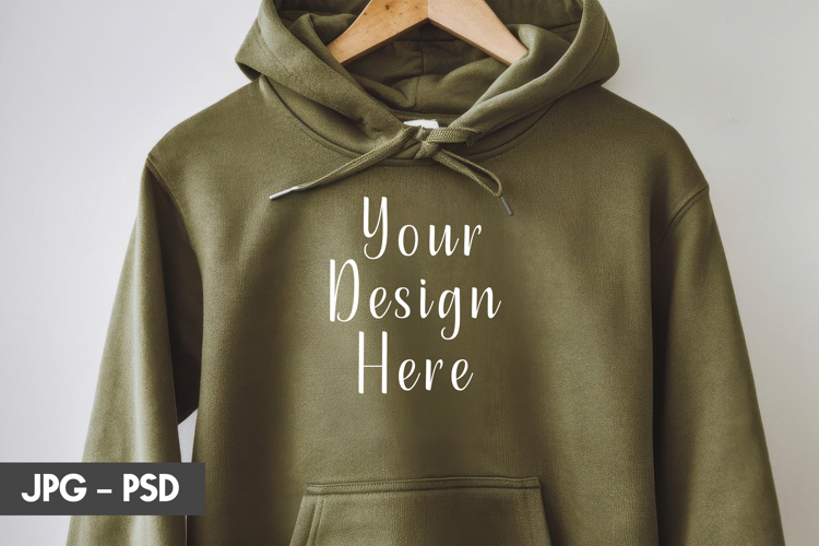 Olive Hoodie psd jpeg mockup