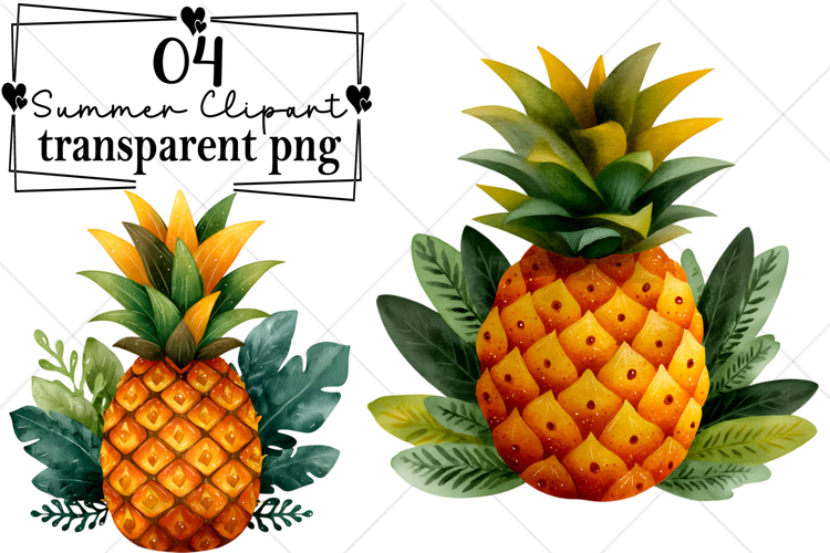 Whimsical Summer Clipart Watercolor PNG example image 1