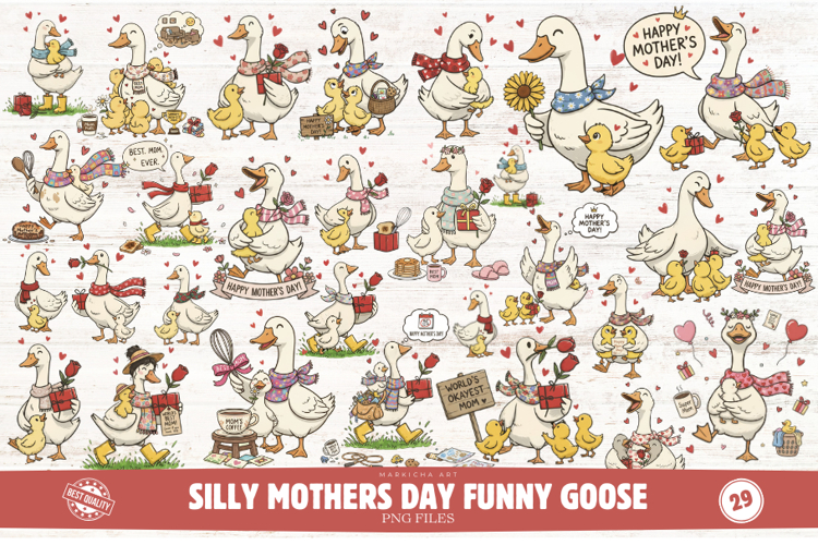 Silly Mothers Day Funny Goose Clipart