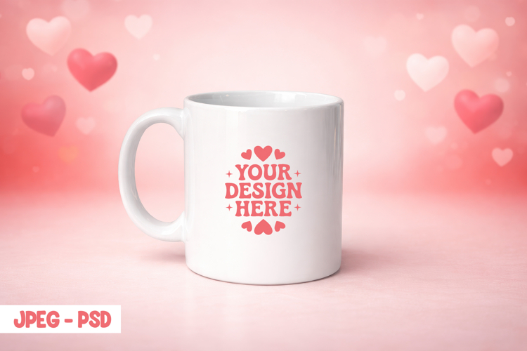 Valentine Coffee Mug PSD JPEG Mockup