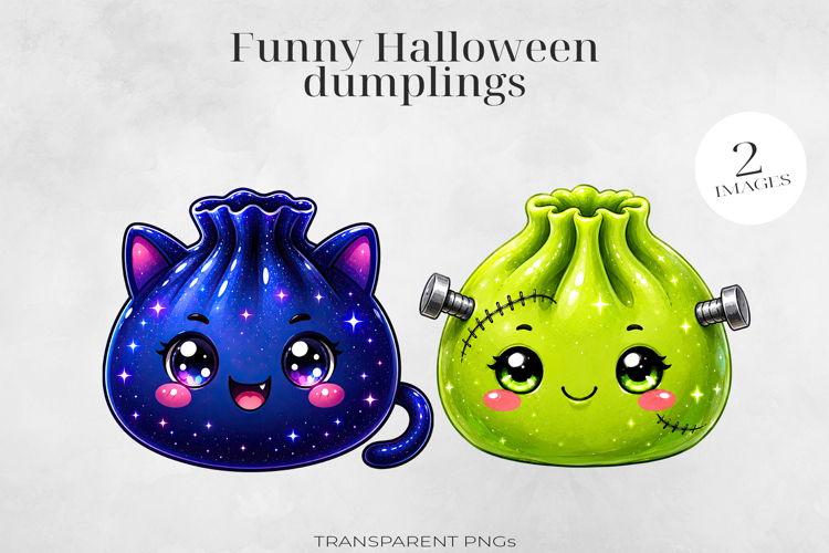 Cute Halloween Dumpling Clipart 2 PNGs