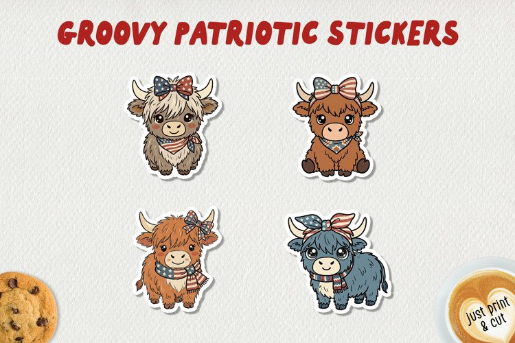 Groovy Patriotic Stickers PNG