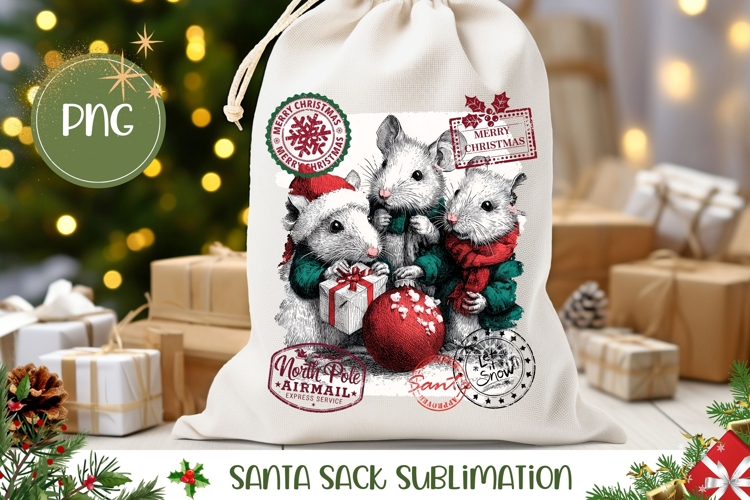 Vintage Christmas Animals Santa Sack Design, Kids Gift Bag