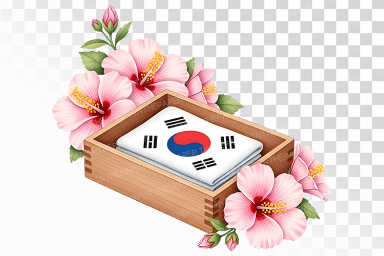 Folded Taegeukgi Box Mugunghwa Respectful Display PNG Korean