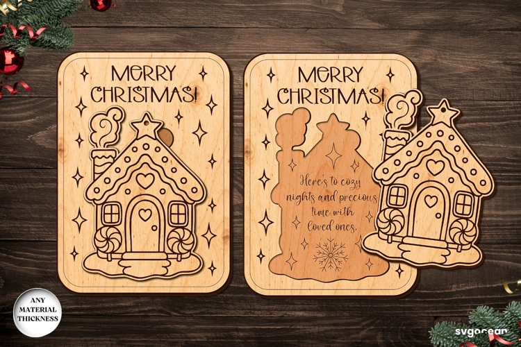 Gingerbread House Card Ornament SVG | Laser Cut | Glowforge