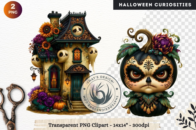 Surreal Halloween Character Cliparts Spooky Curiosities
