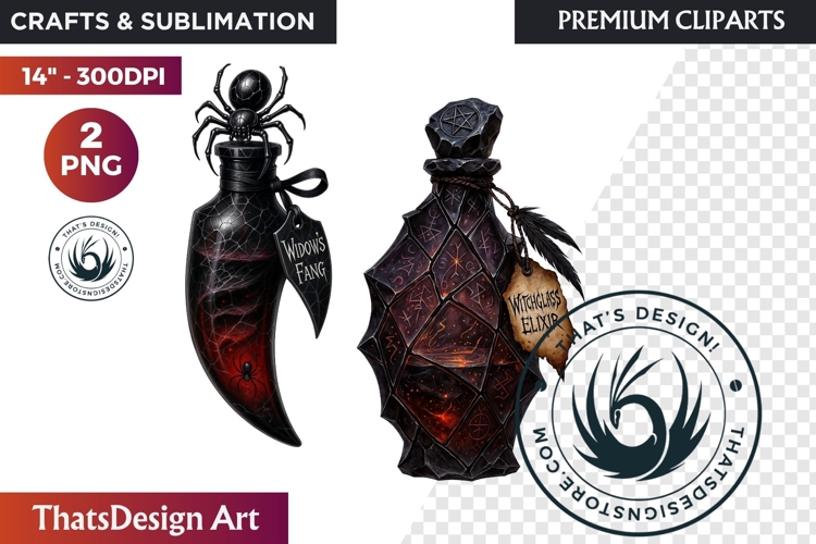 Halloween Hags Potions PNG Clipart spooky gothic bottle