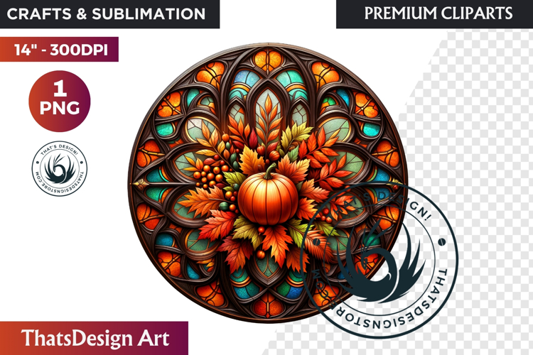 Halloween Gothic stained Glass Pumpkin Clipart