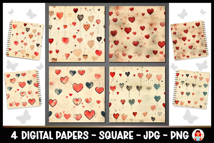 4 Vintage Floral Digital Papers I Junk Journal Pages