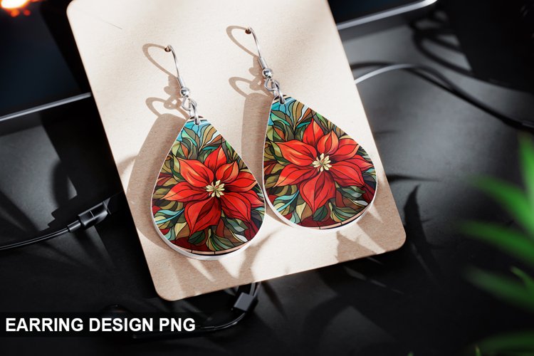 Stained Glass Christmas flowers Earring Design