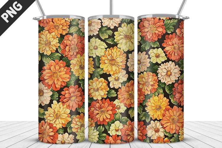 3D Prettiest Flowers Tumbler Wrap | Sublimation Design