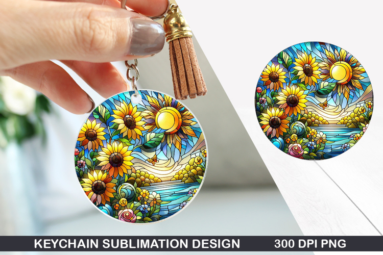 Flower Keychain Sublimation - Spring Keychain PNG Design