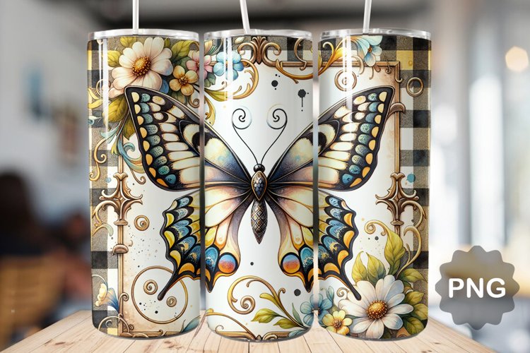 Butterfly Tumbler Sublimation - 20 Oz Skinny Tumbler